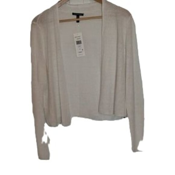 Eileen Fisher Organic Linen Cotton Airy Tuck Cropped White Cardigan Size SP - Picture 7 of 8